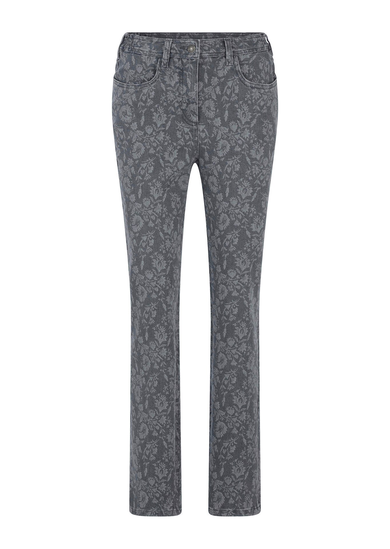 Broek LOUISA met bloemenmotief in dezelfde tint