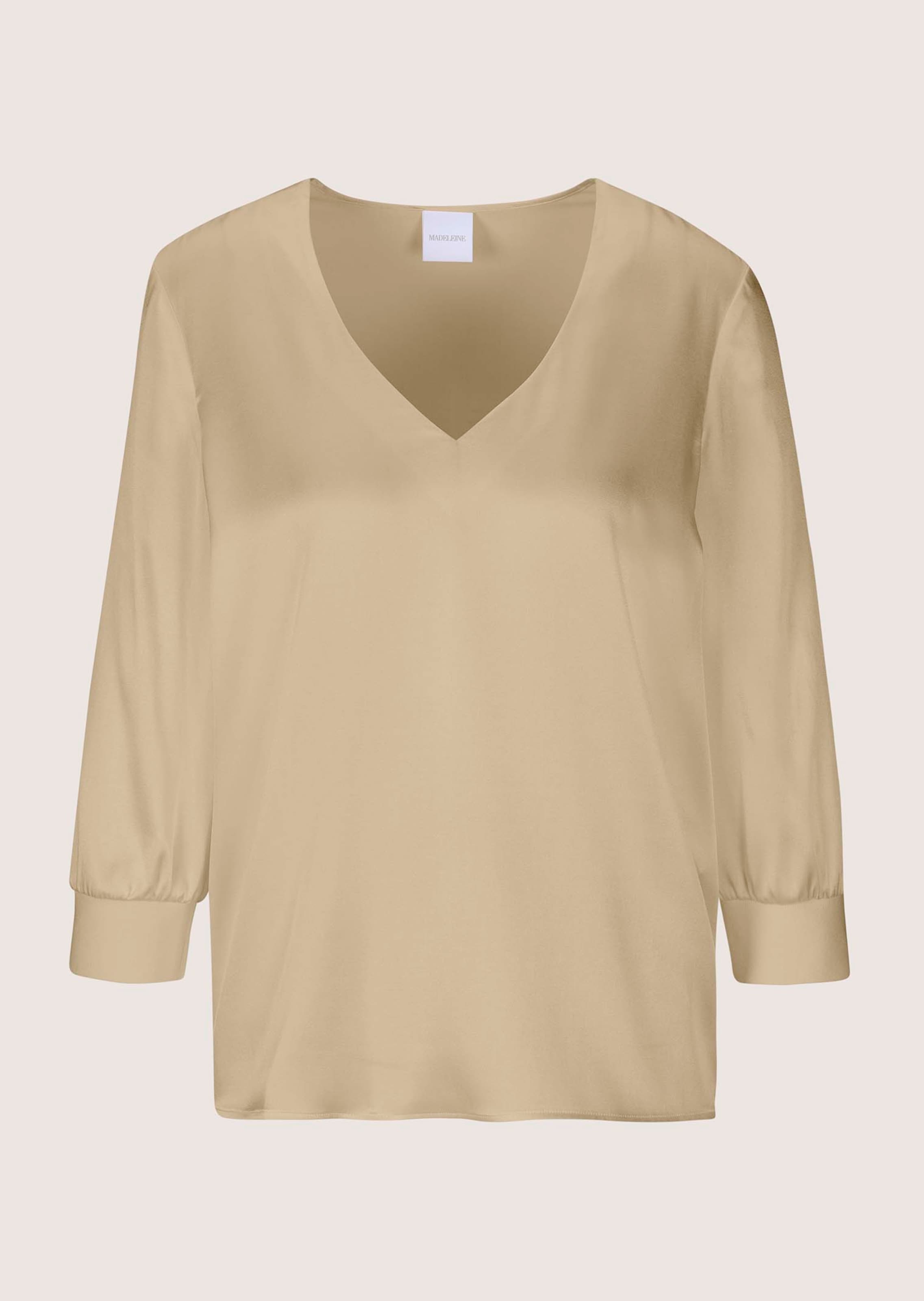 Blusenshirt aus Seidenstretch mit V-Ausschnitt
