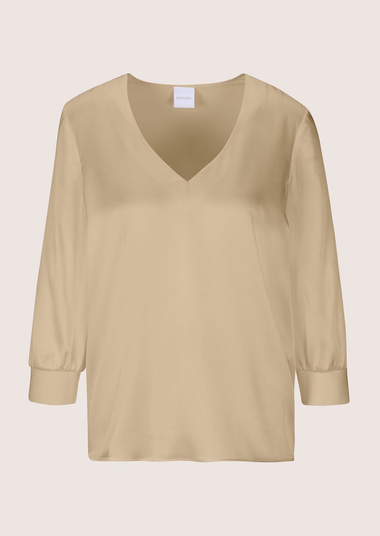 Blusenshirt aus Seidenstretch mit V-Ausschnitt