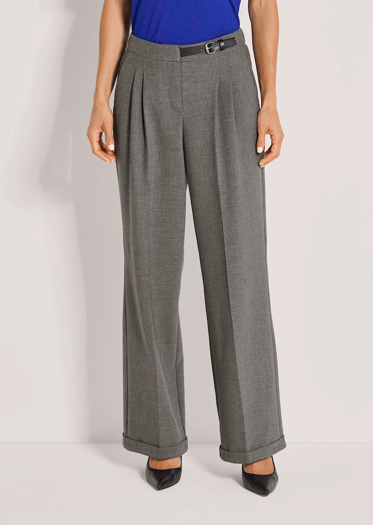 Wide-Leg-Hose mit Zierriegel in Lederoptik