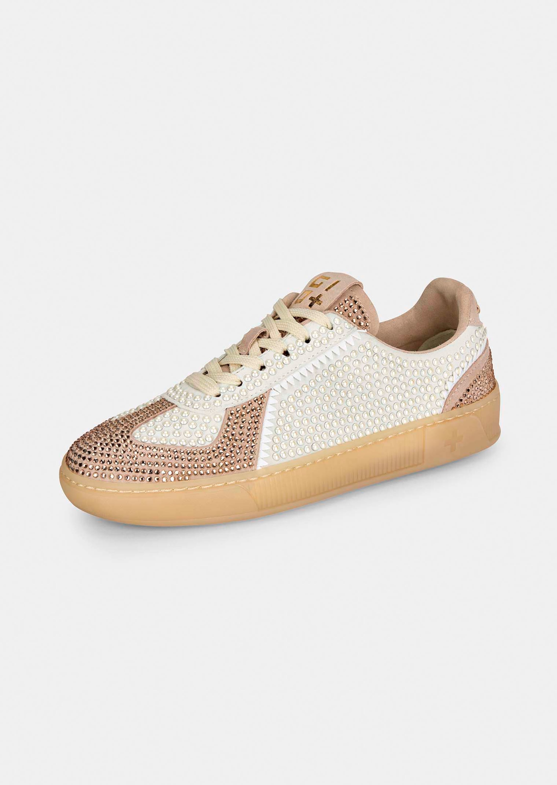 Sneaker mit Dekoperlen und Glitzerdetails