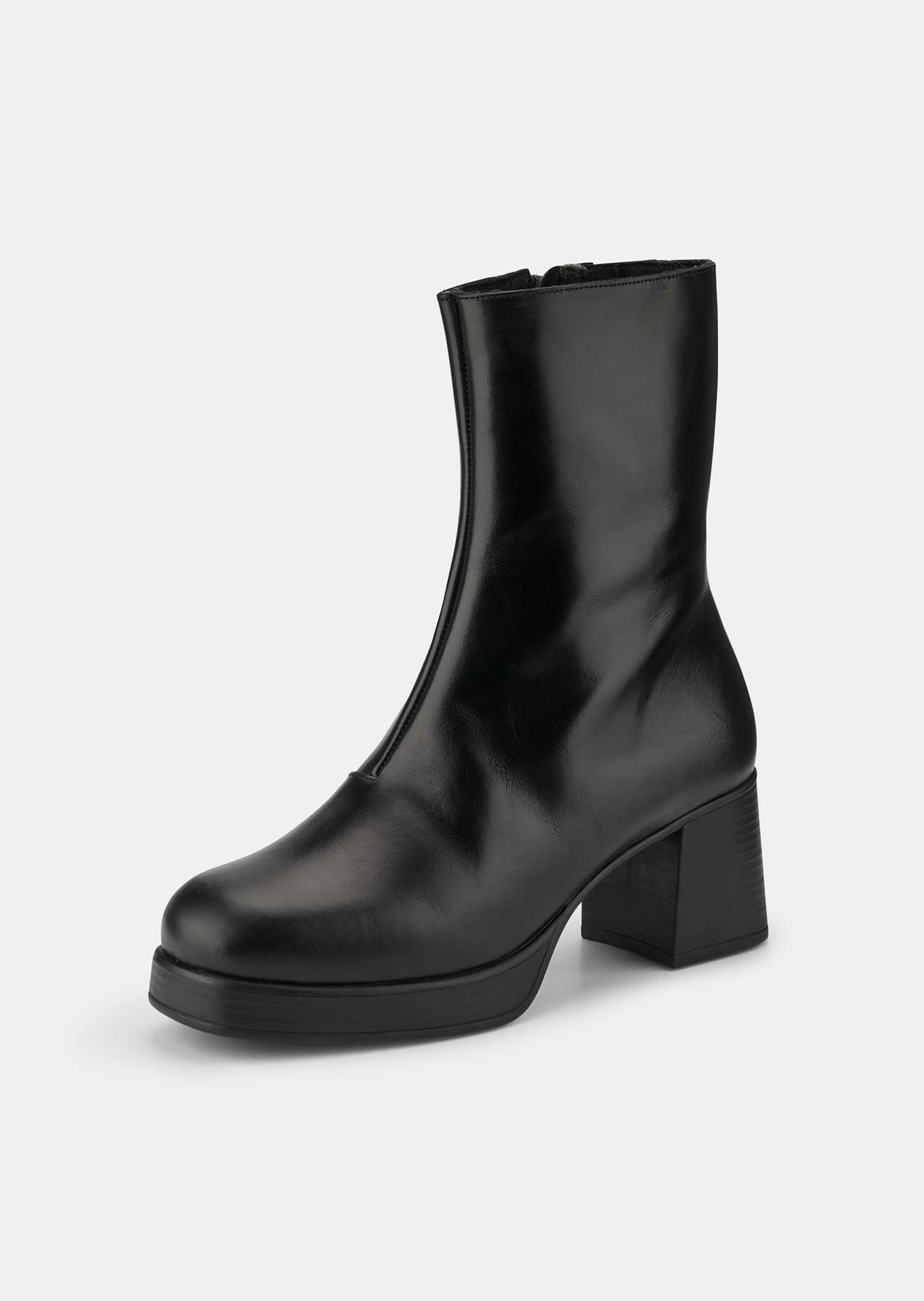 Stiefeletten aus Leder mit Blockabsatz
