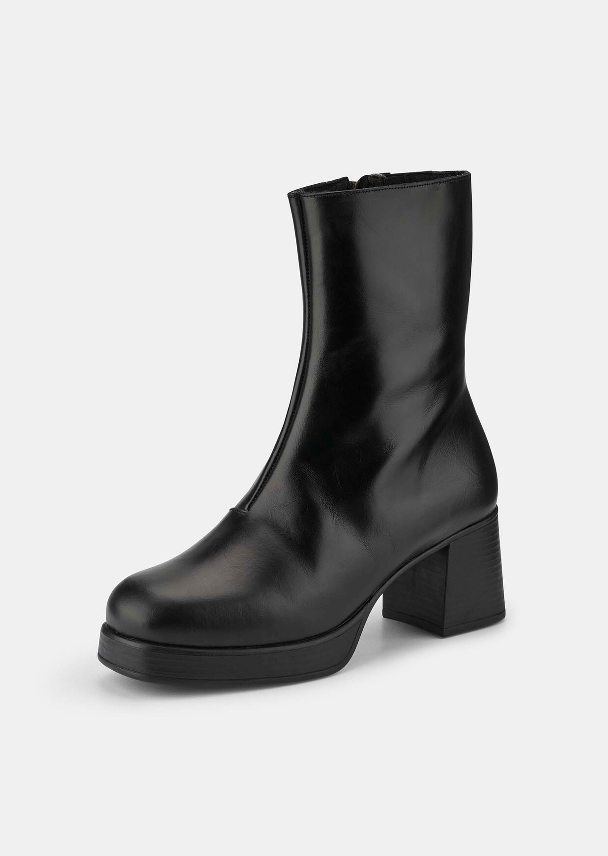 Stiefeletten aus Leder mit Blockabsatz