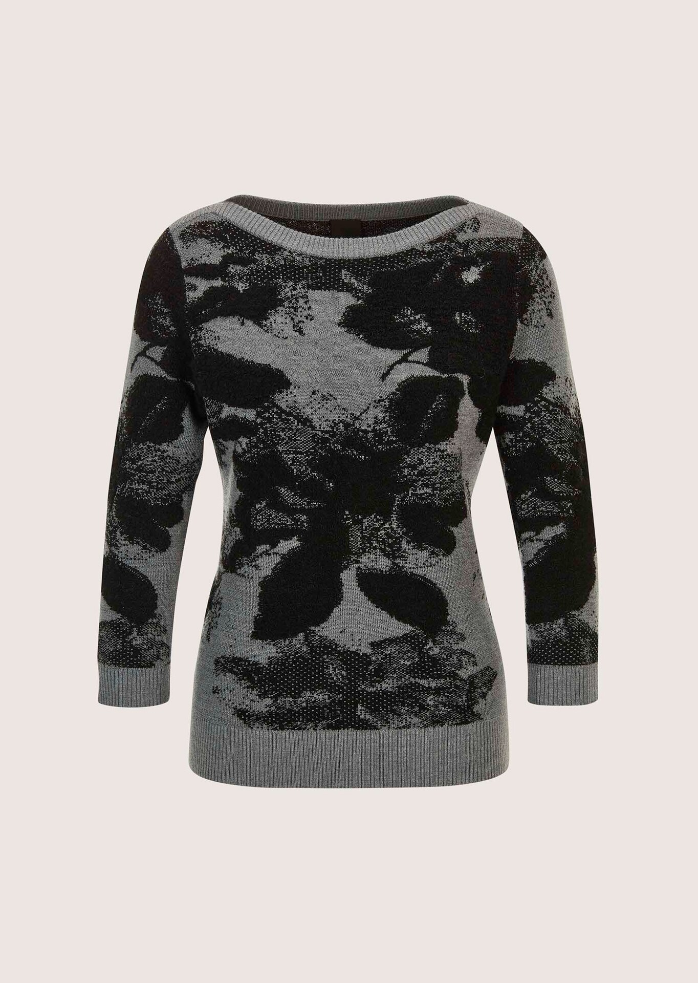 Pull jacquard à manches 3/4