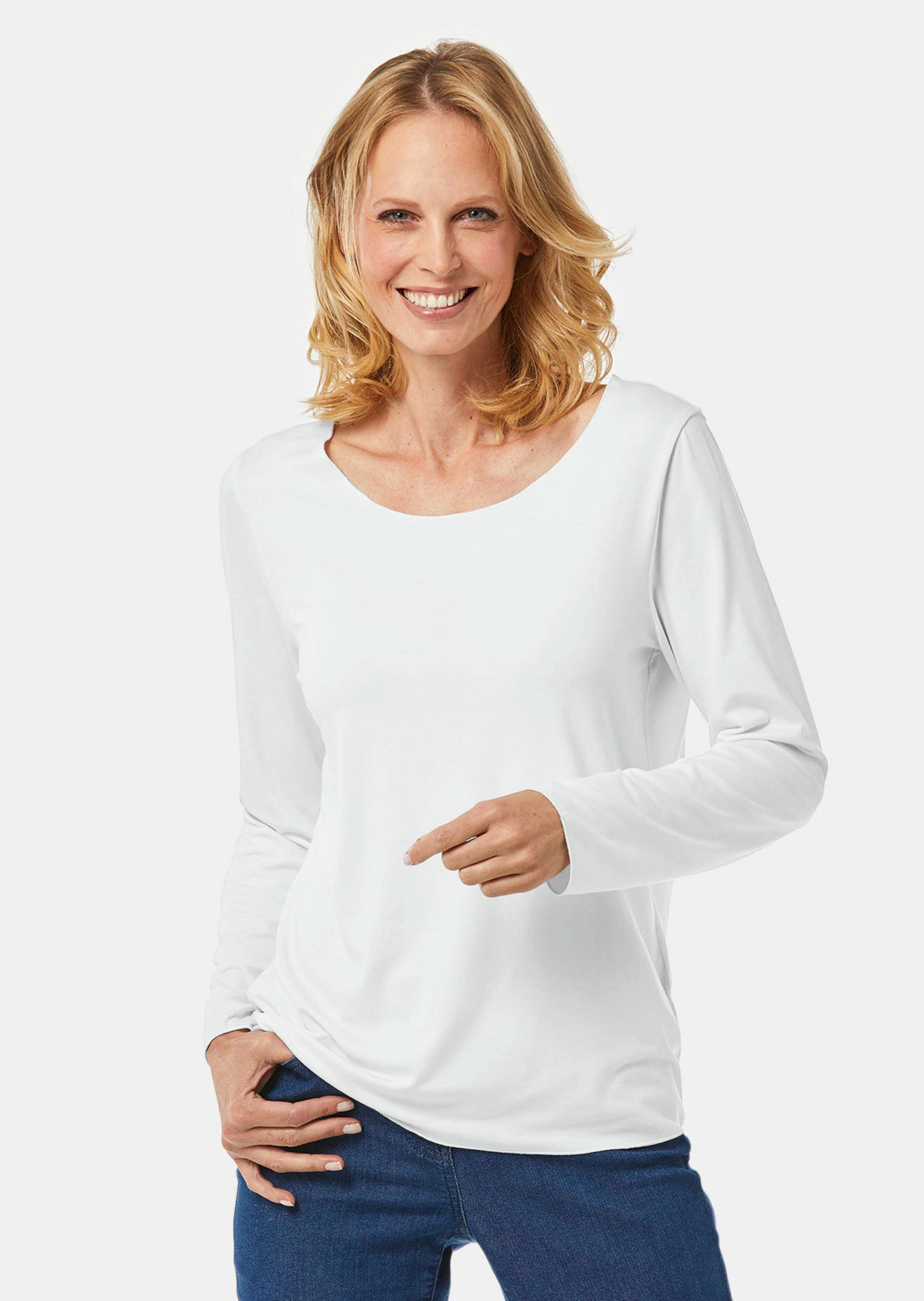 Veelzijdig te combineren shirt met lange mouwen en harmonieuze sierrand
