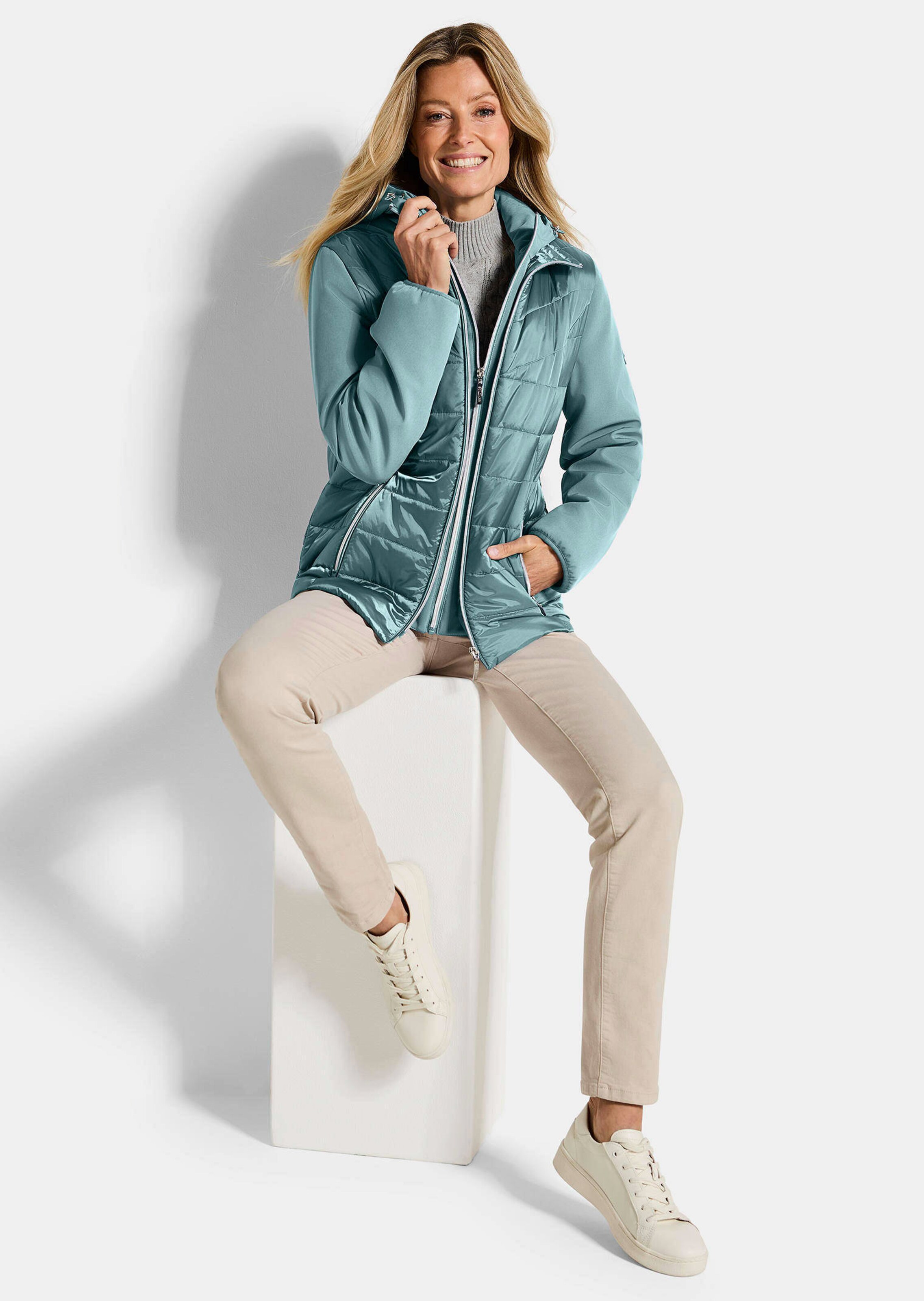 Gewatteerd jack met mouwen van softshell thumbnail 4