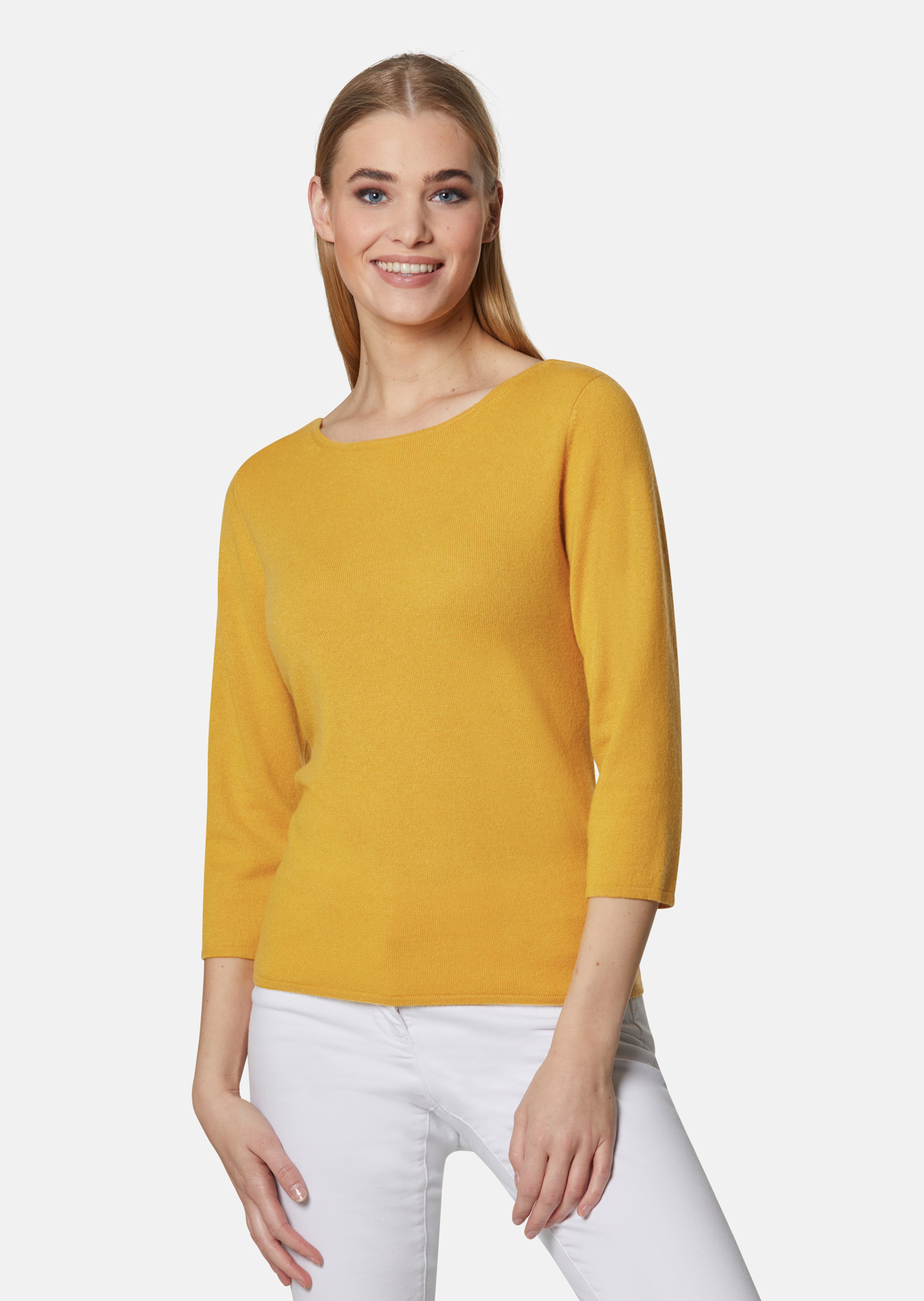 Kaschmirpullover mit U-Boot-Ausschnitt
