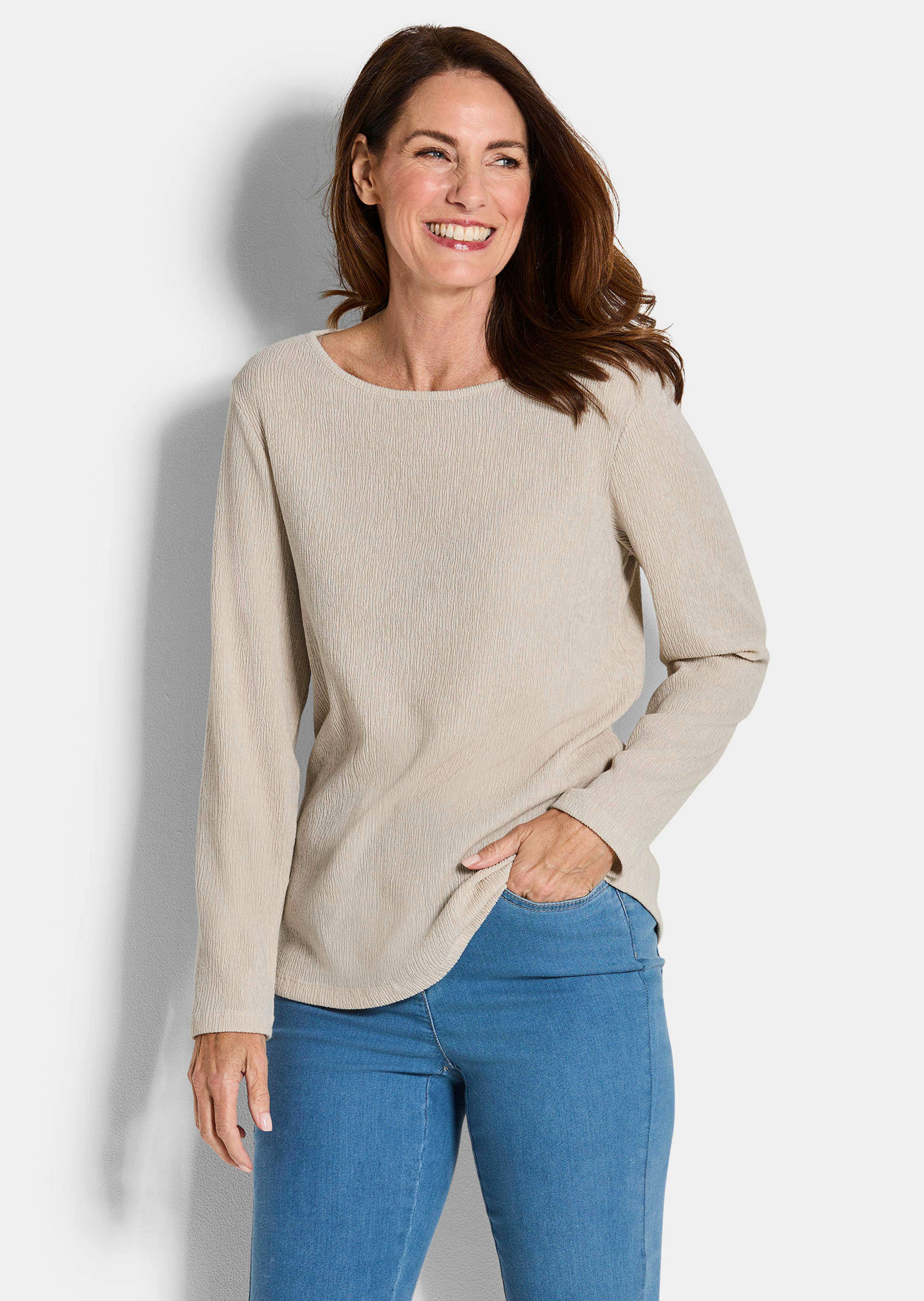 Jersey-Shirt in Krepp-Optik