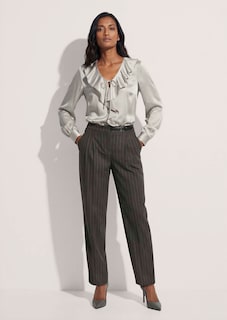 Wijde broek met plooien, krijtstreep en barrel-leg thumbnail 3