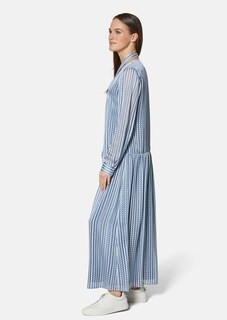 Fein bedrucktes Kleid mit Schal und weitem Rock thumbnail 5