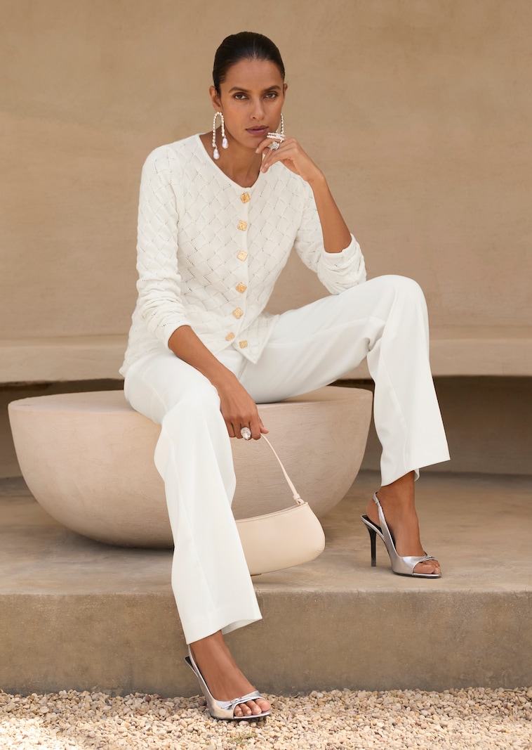 Cotton knit blazer with textured pattern