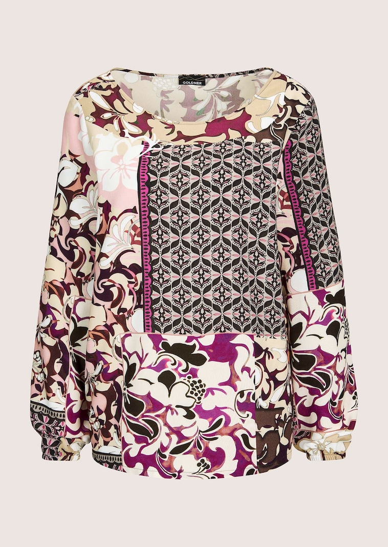 Blouse met bloemenprint en randdessin