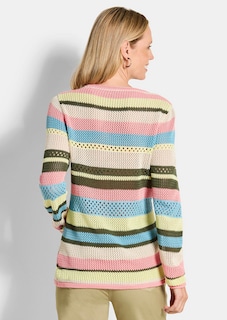 Pull à rayures en maille ajourée thumbnail 3