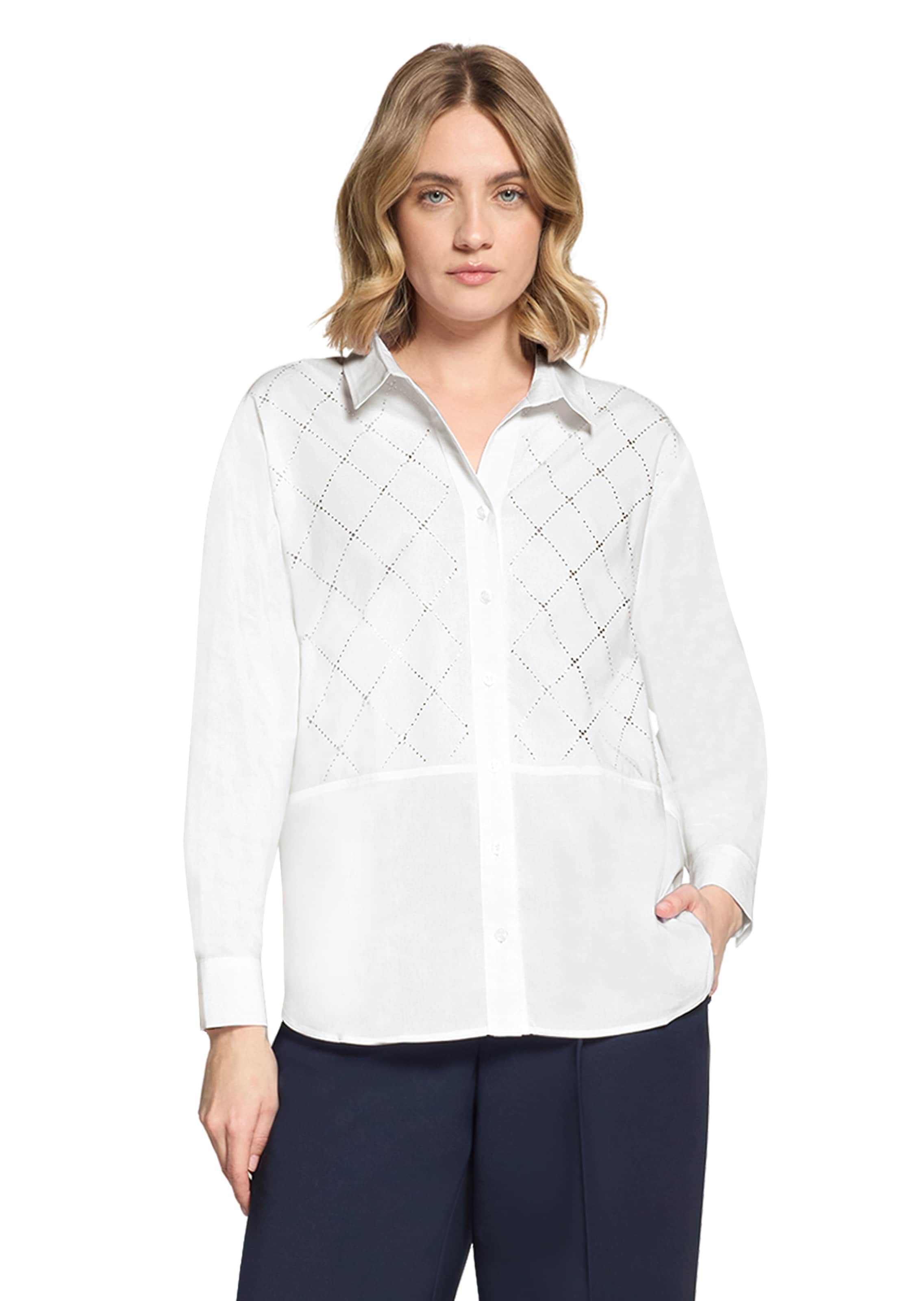 Lange overhemdblouse met glittersteentjes