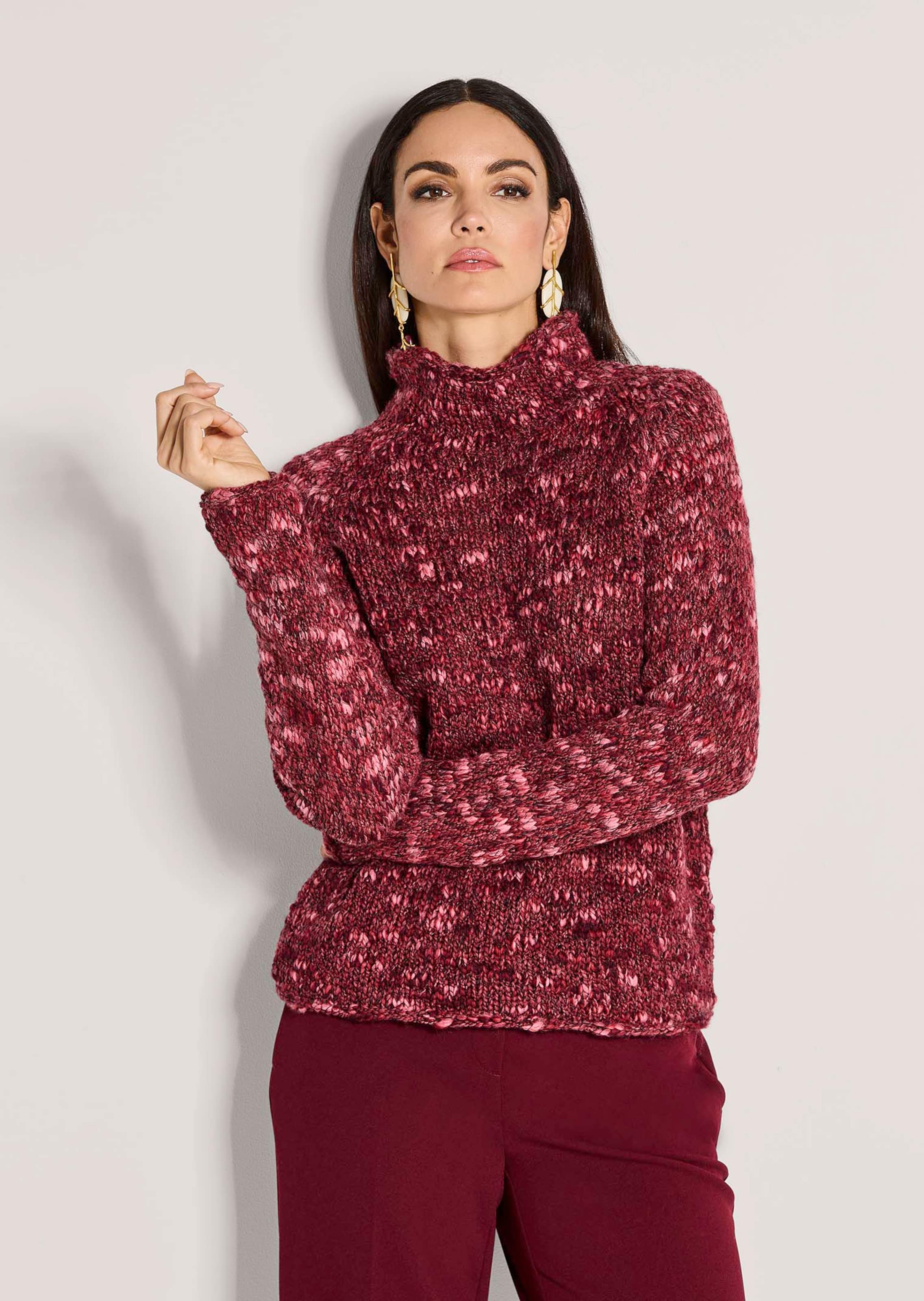 Grobstrick-Pullover mit Stehkragen