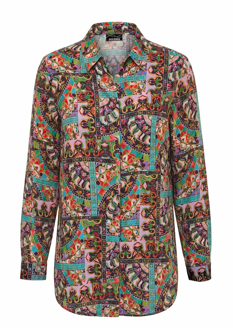 Langer geknipte blouse van pure viscose