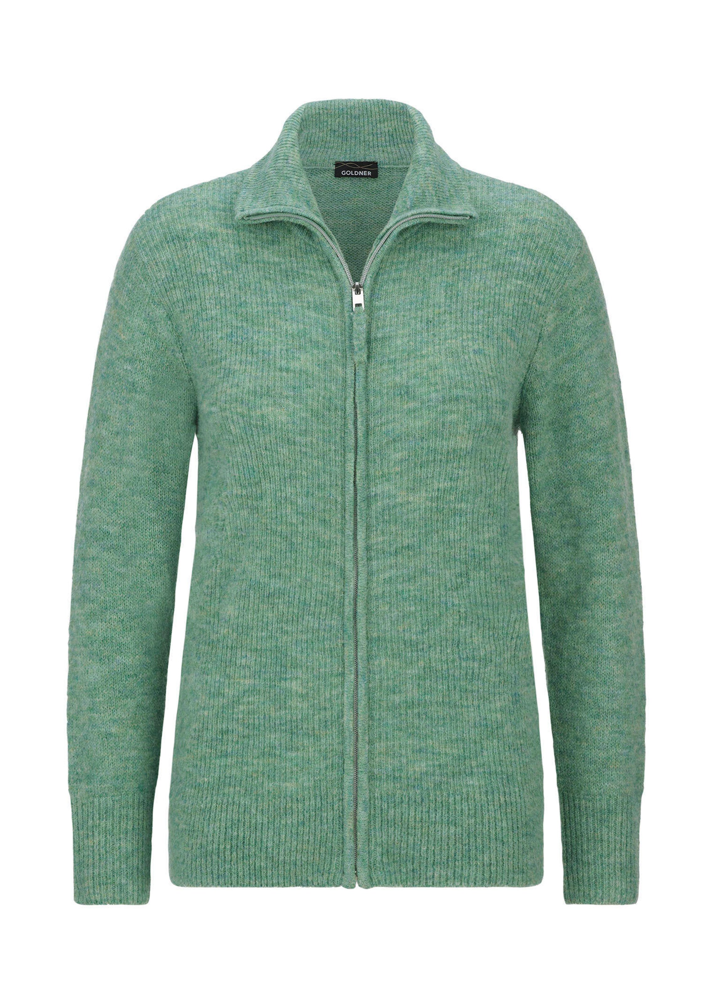 Strickjacke in Rippenstruktur mit Reißverschluss
