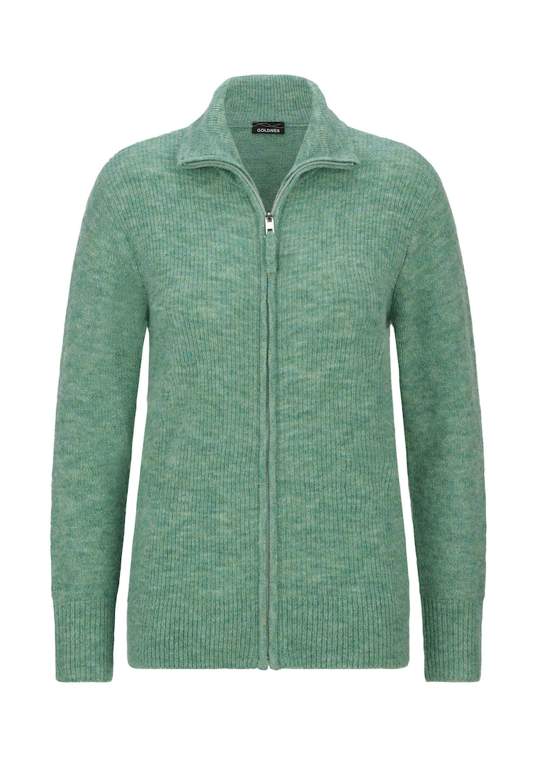 Strickjacke in Rippenstruktur mit Reißverschluss