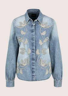 Denim blouse featuring floral embroidery thumbnail 7