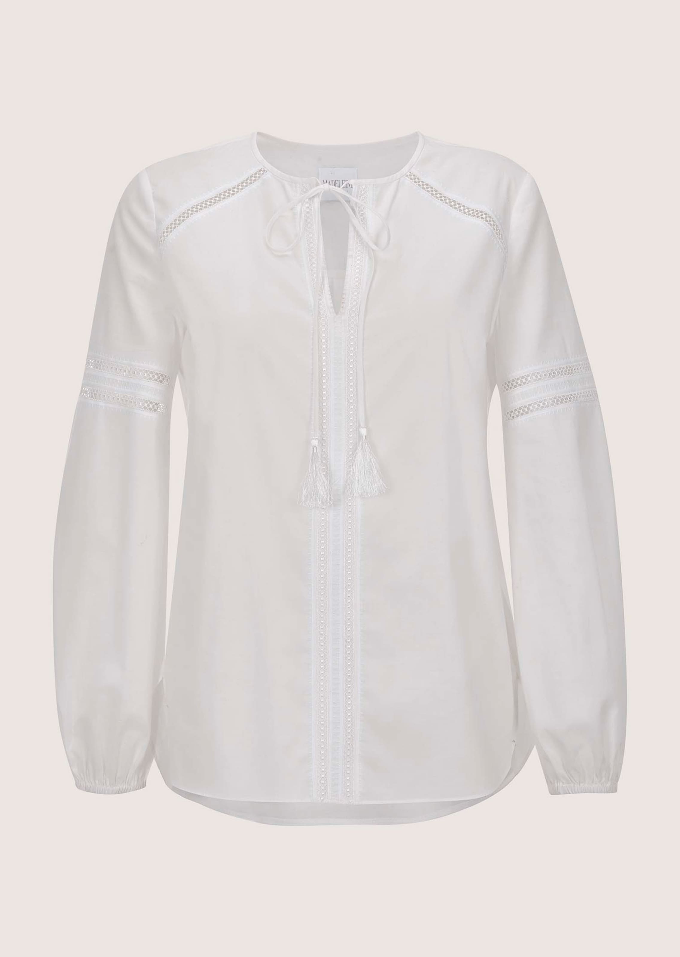 Blouse met ronde hals en kant