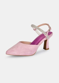 Pumps aus Veloursleder mit Glitzer-Riemchen thumbnail 1