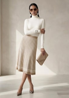 Jupe en tricot à motif pied-de-poule thumbnail 1