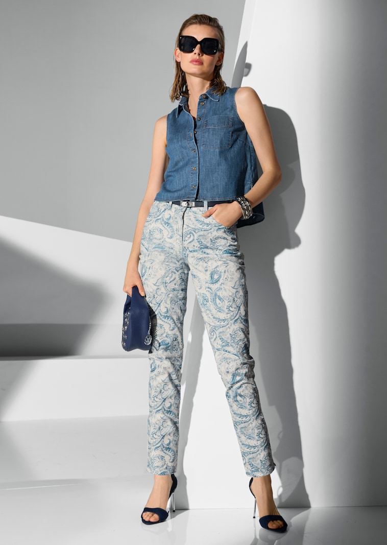 Ärmellose Jeansbluse