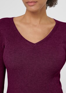 Rib knit jumper with close-fitting design and 3/4-length sleeves thumbnail 5