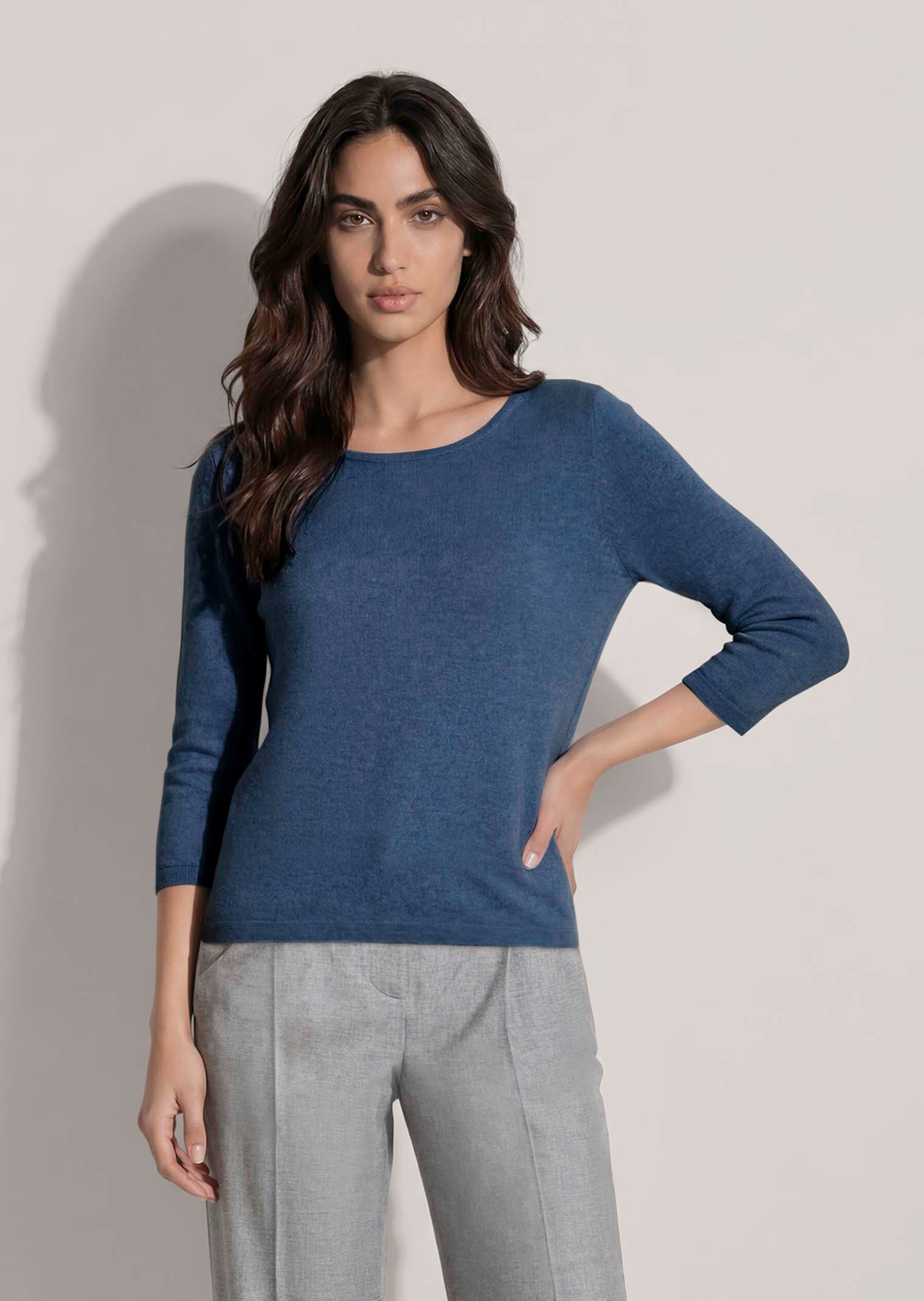 Pull en pur cachemire à manches 3/4