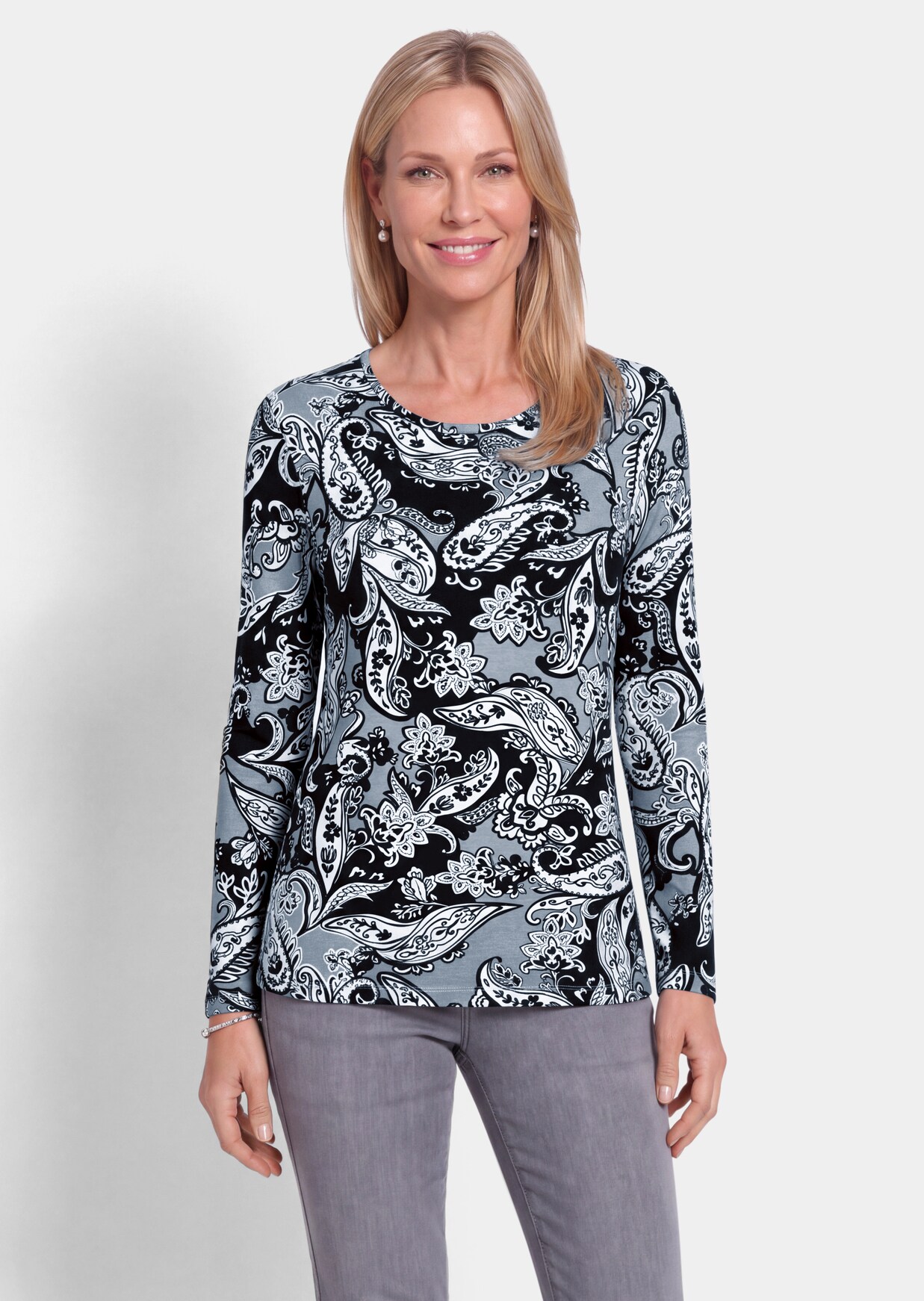 Viskoseshirt mit kontraststarkem Paisleymuster