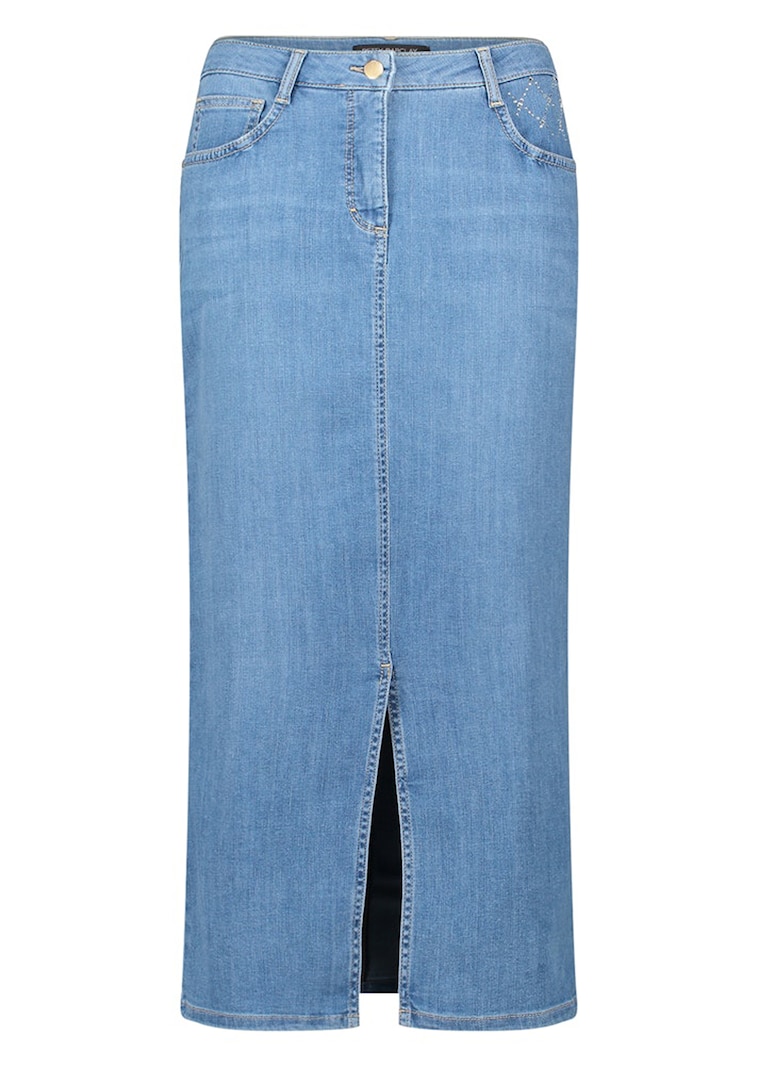 Jeansrock mit Glitzersteinen und Schlitz