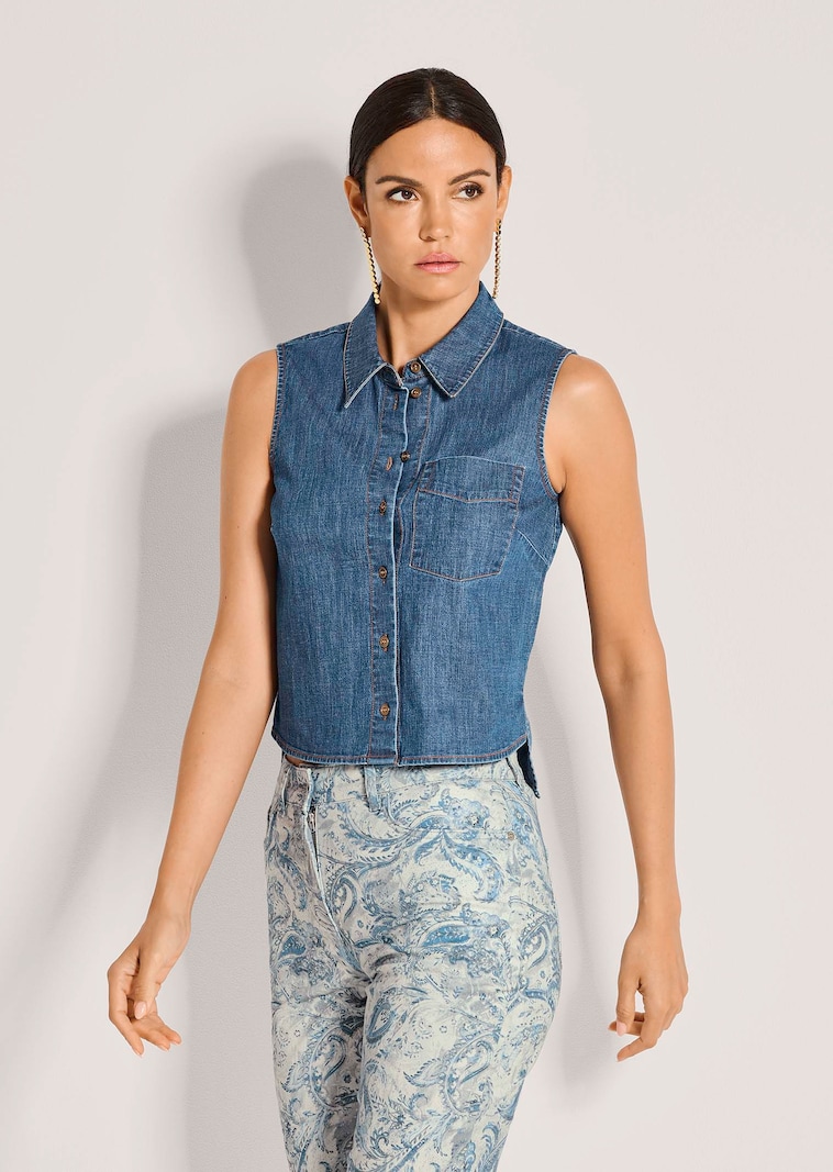Ärmellose Jeansbluse