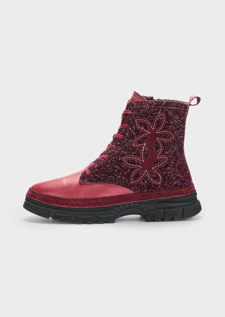 Stiefeletten mit Reissverschluss und Blumenmuster