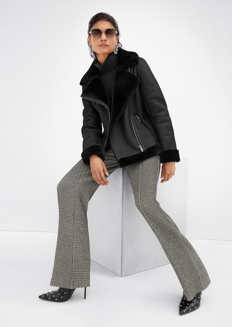 Webpelz-Jacke im Biker-Stil
