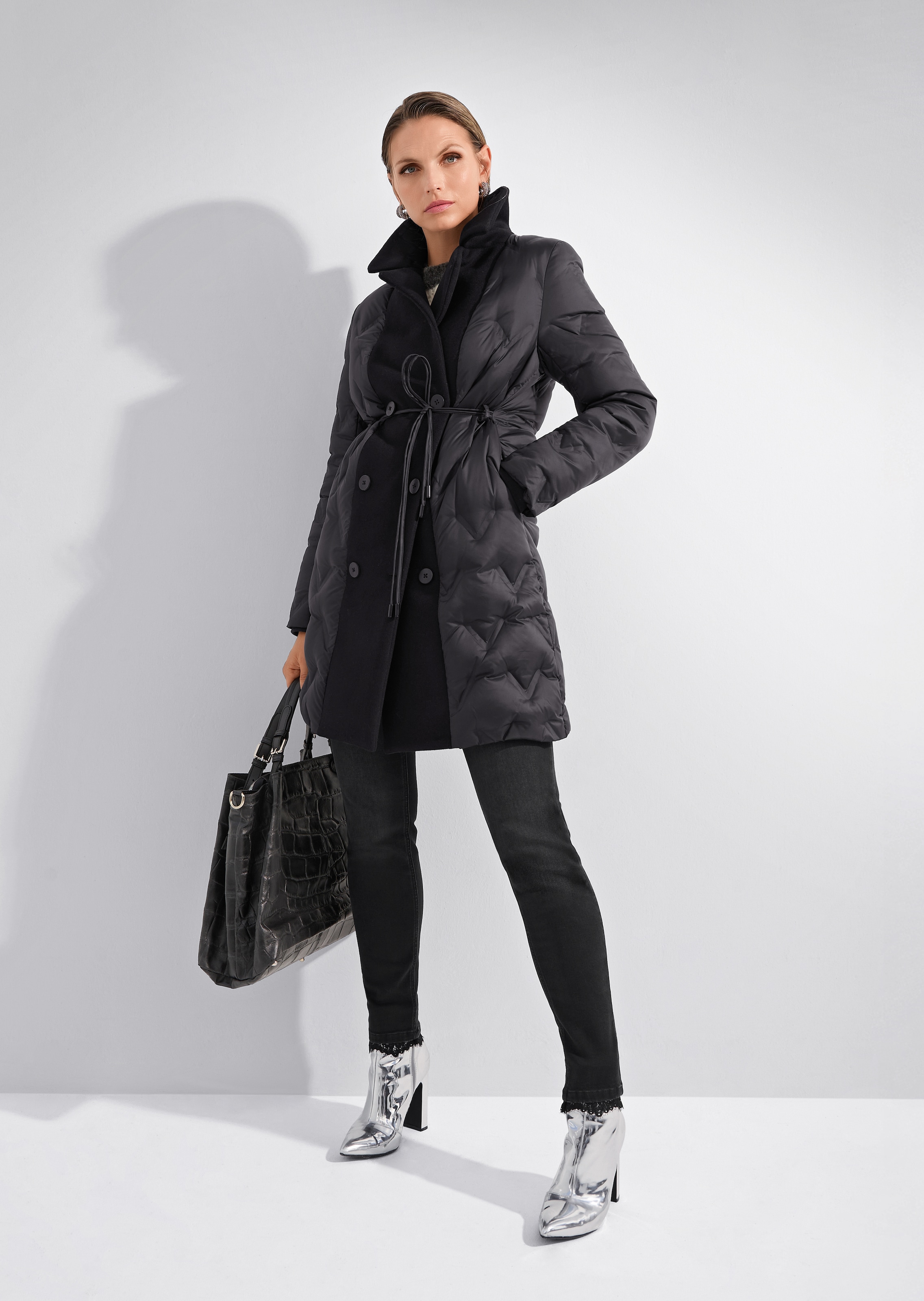 Manteau matelassé rembourré avec revers en laine