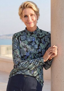 Langarmshirt mit Stehkragen und Blumenmuster thumbnail 7