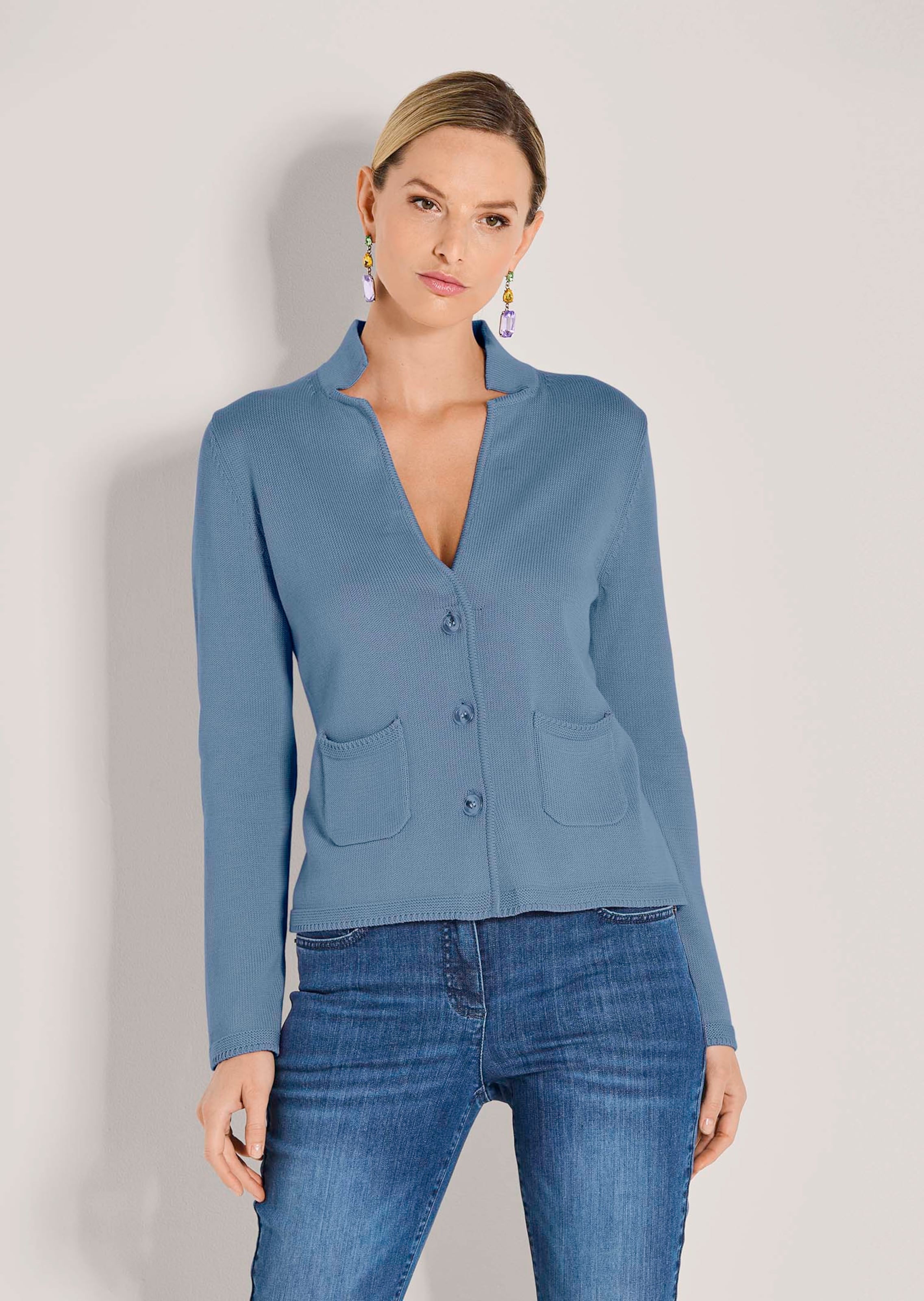 Knitted cotton blazer