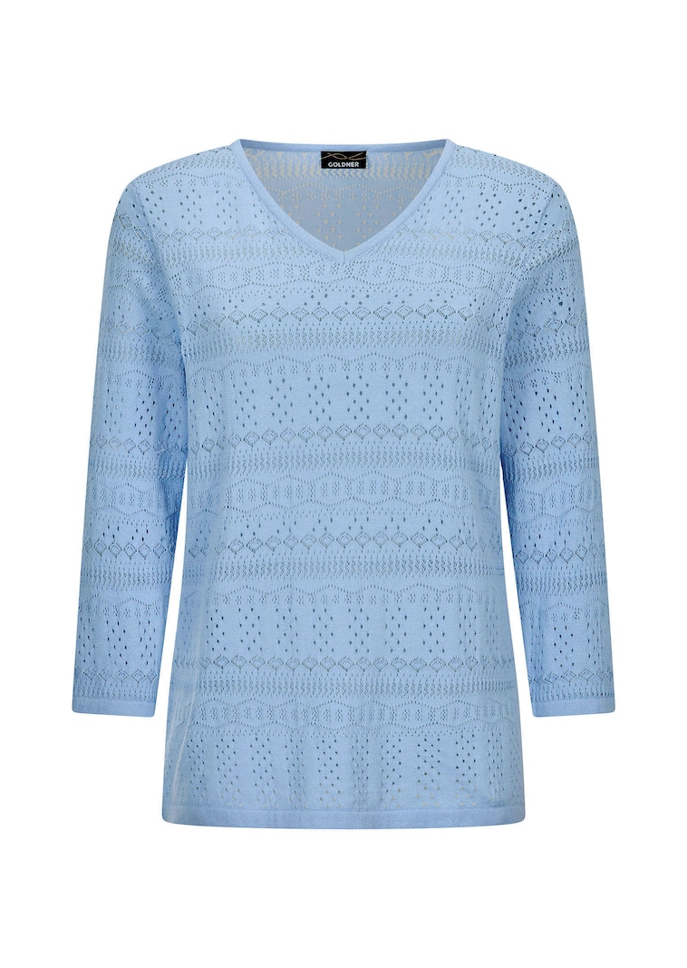 Leichter Strickpullover mit Ajourmuster