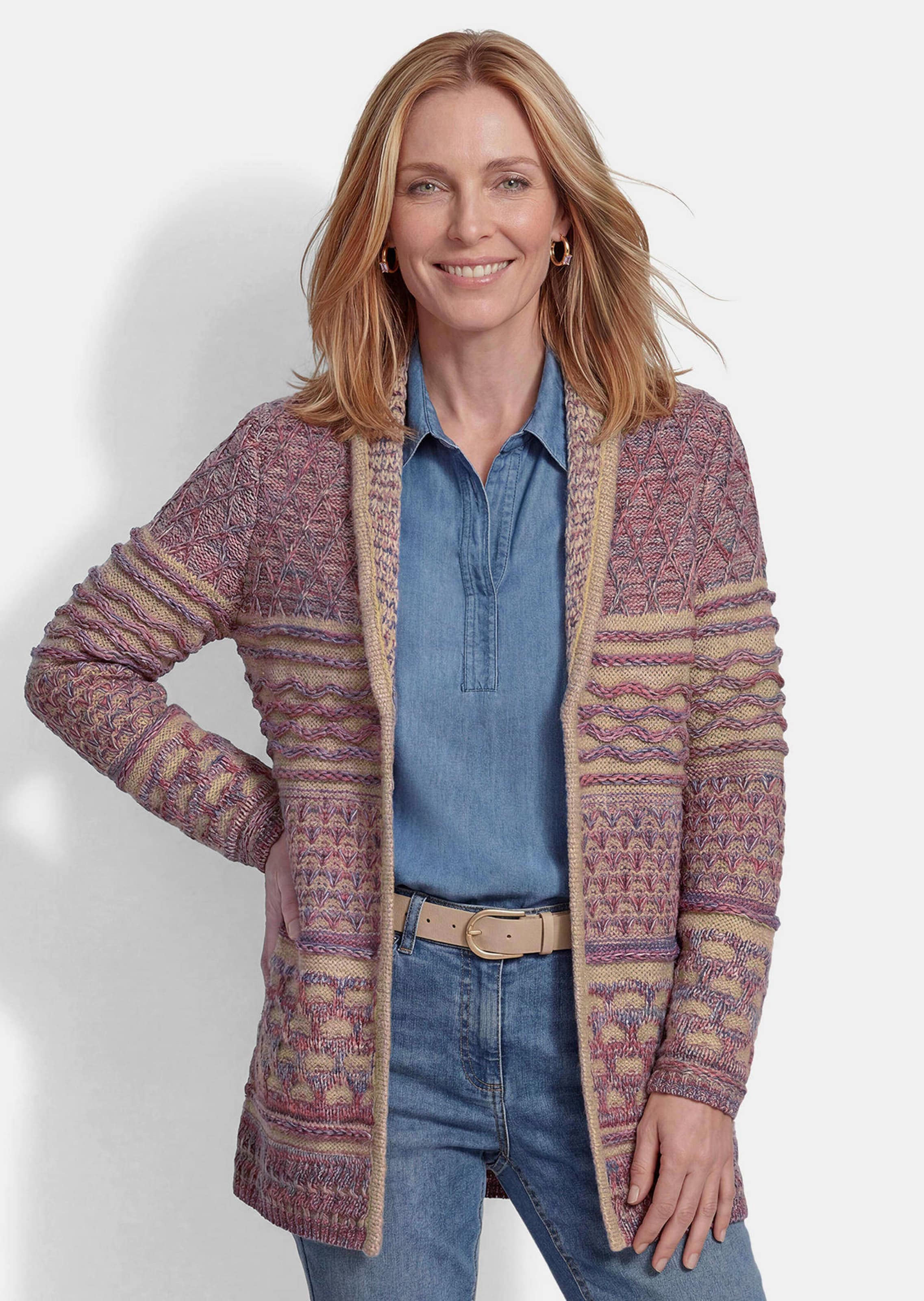 Cardigan avec col châle dans un mélange de motifs