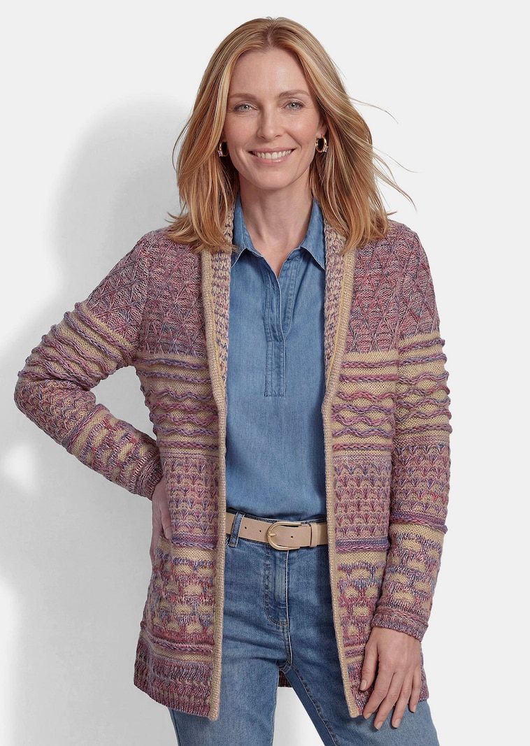 Cardigan avec col châle dans un mélange de motifs