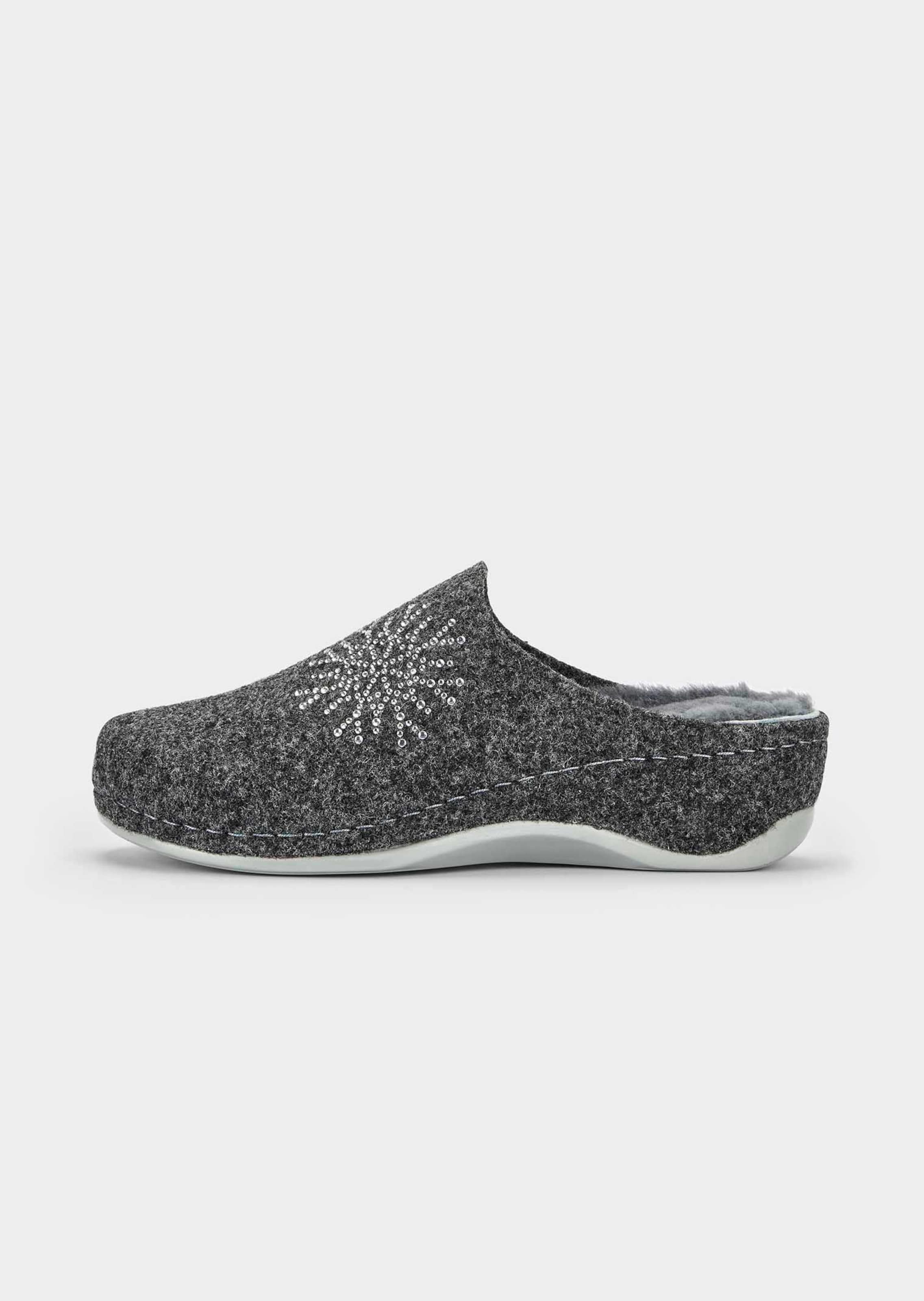 Pantoffeln aus Wollfilz mit Glitzersteinen