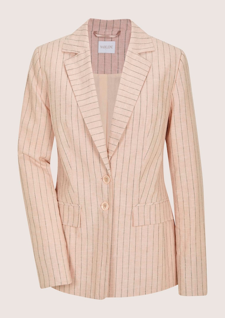 Longblazer mit Nadelstreifen und Leinen