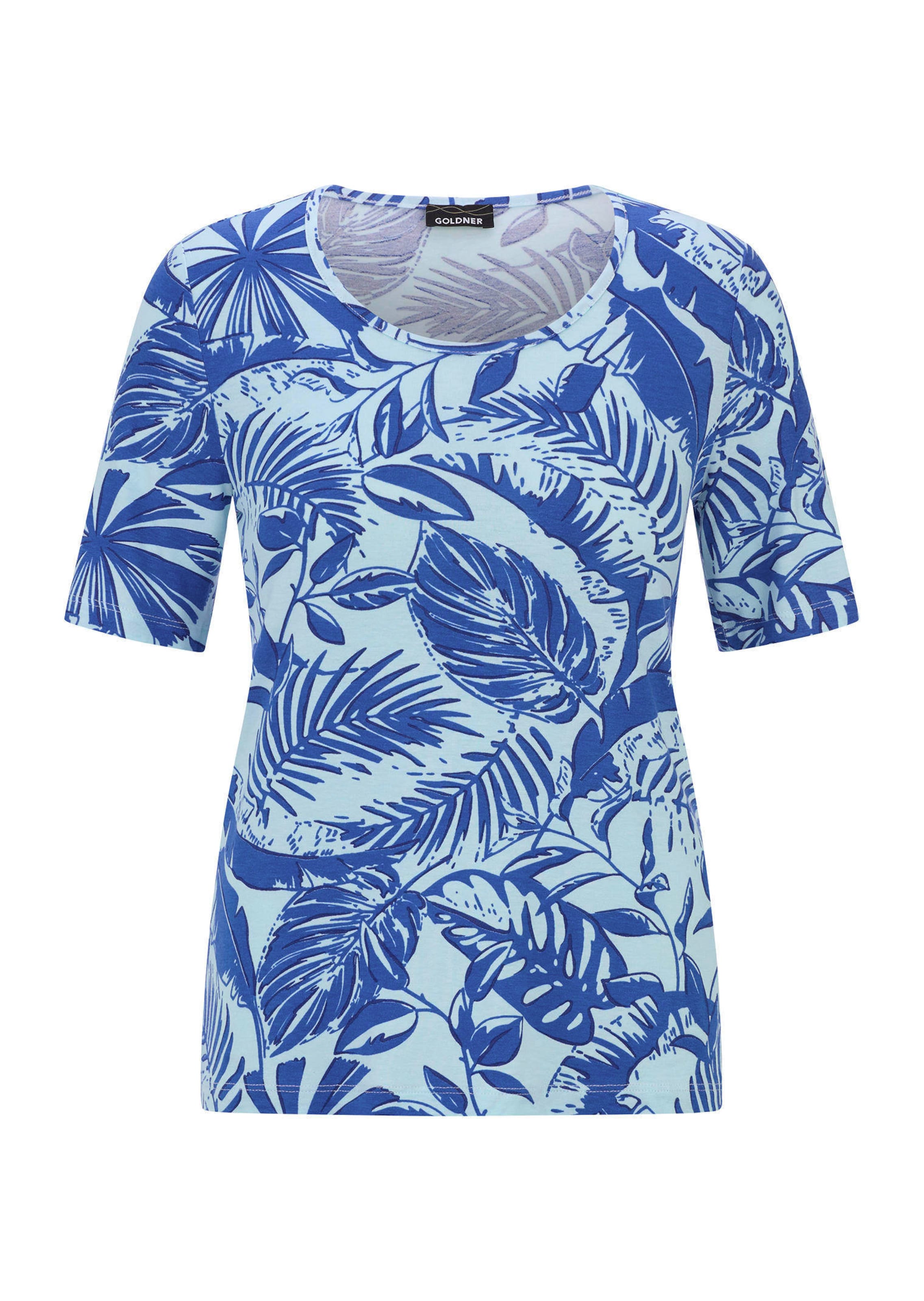 Shirt van viscose met grafisch bladerdessin