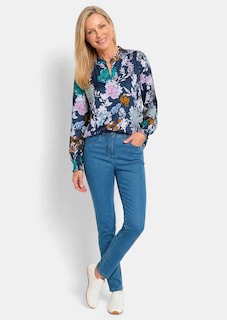 Gedessineerde blouse met smokdetails thumbnail 2