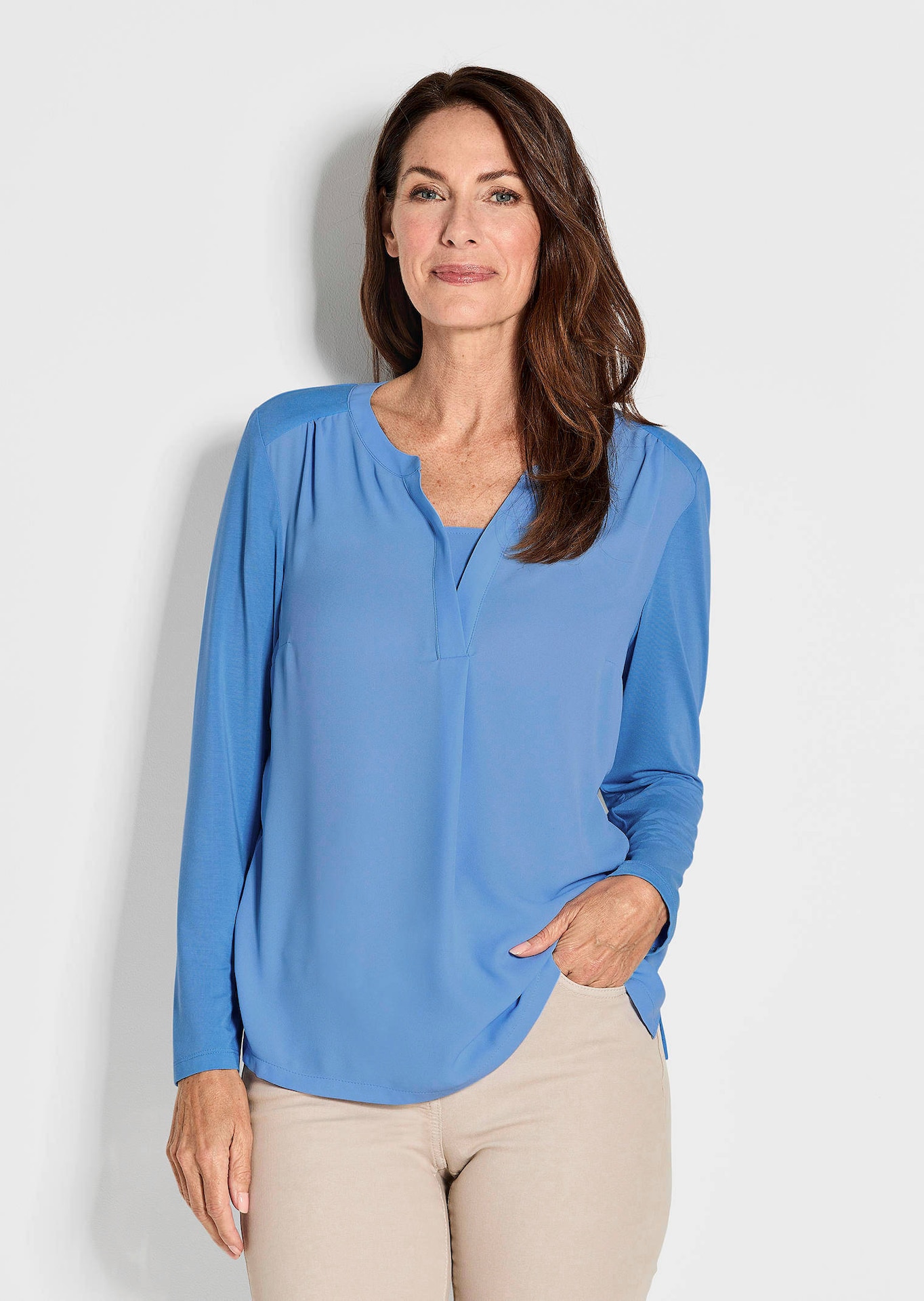 Élégante blouse en jersey et mousseline