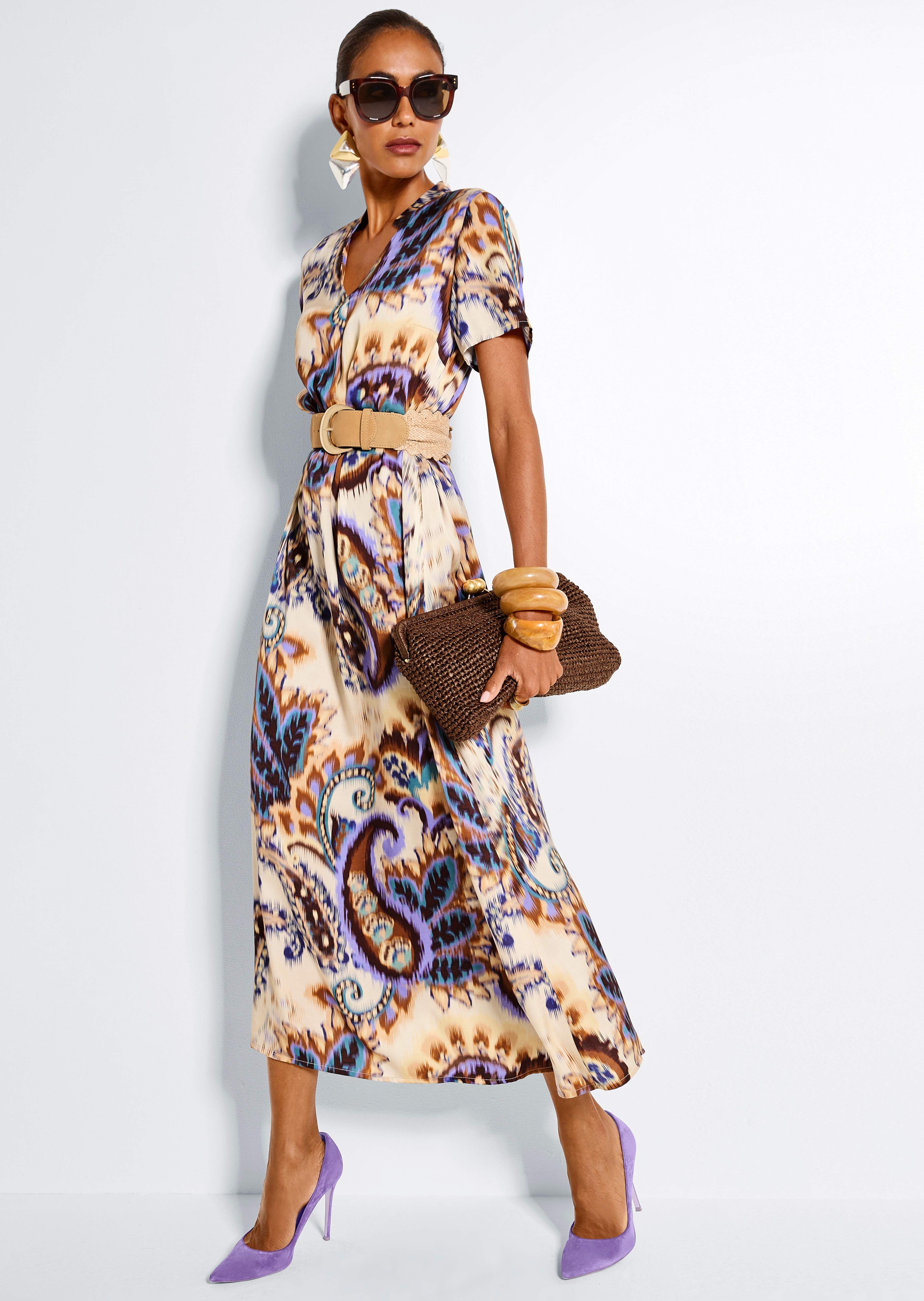 Midikleid mit Paisley-Muster