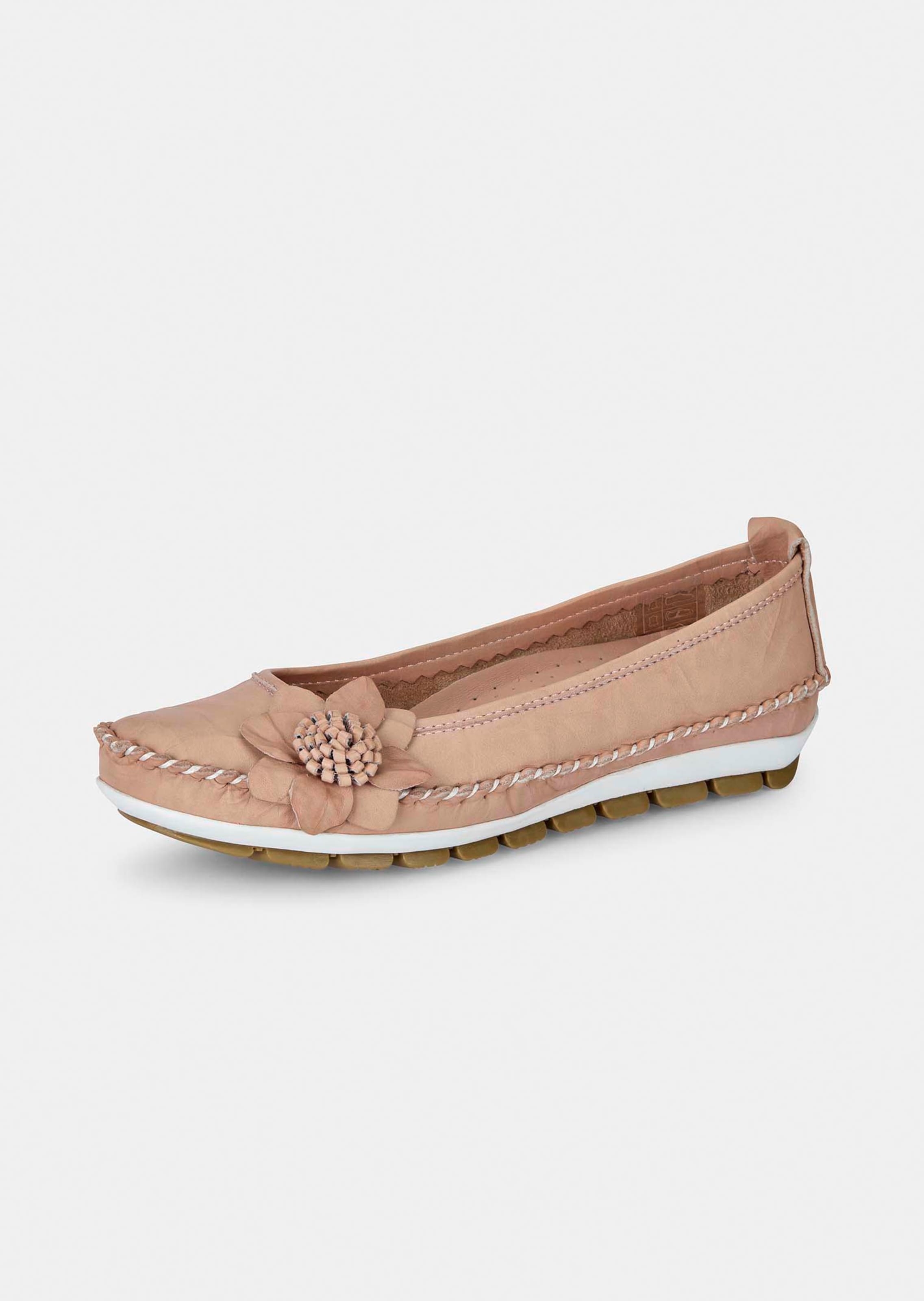 Ballerina aus Leder mit Blumenornament