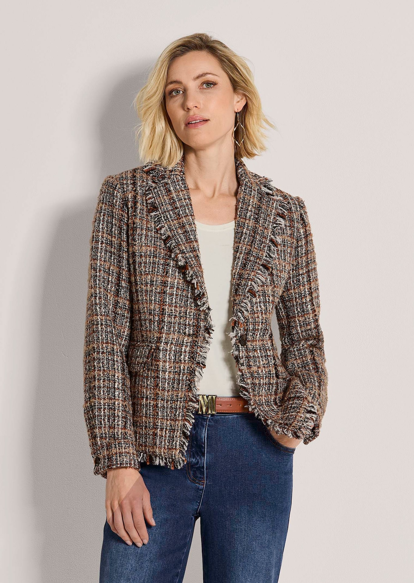 Blazer en tweed au look multicolore