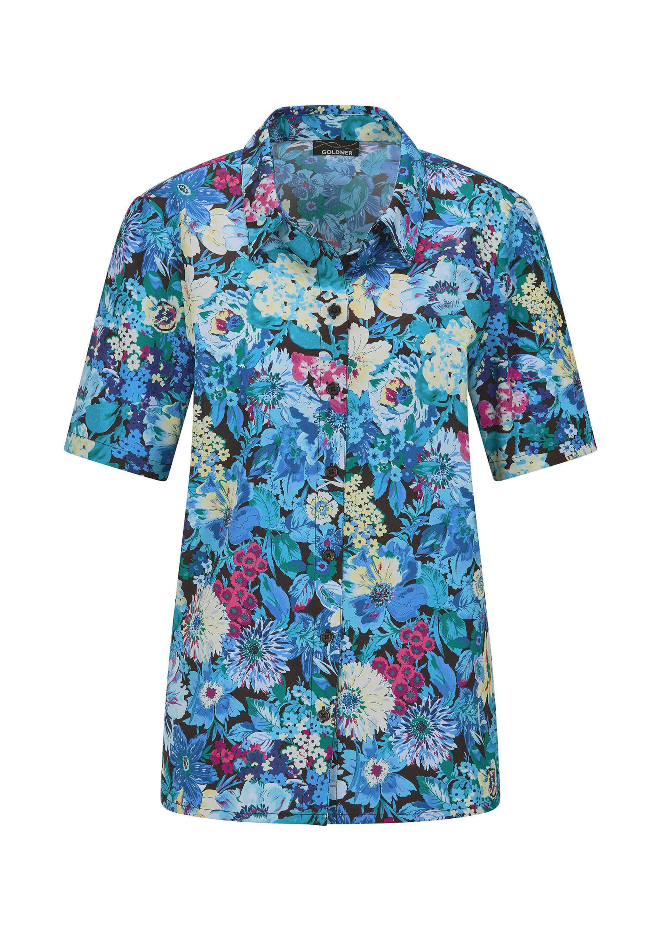 Strijkvrije overhemdblouse met bloemenmotief