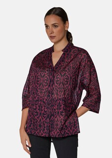 Bluse mit kontraststarkem Print und Fledermausärmeln thumbnail 2